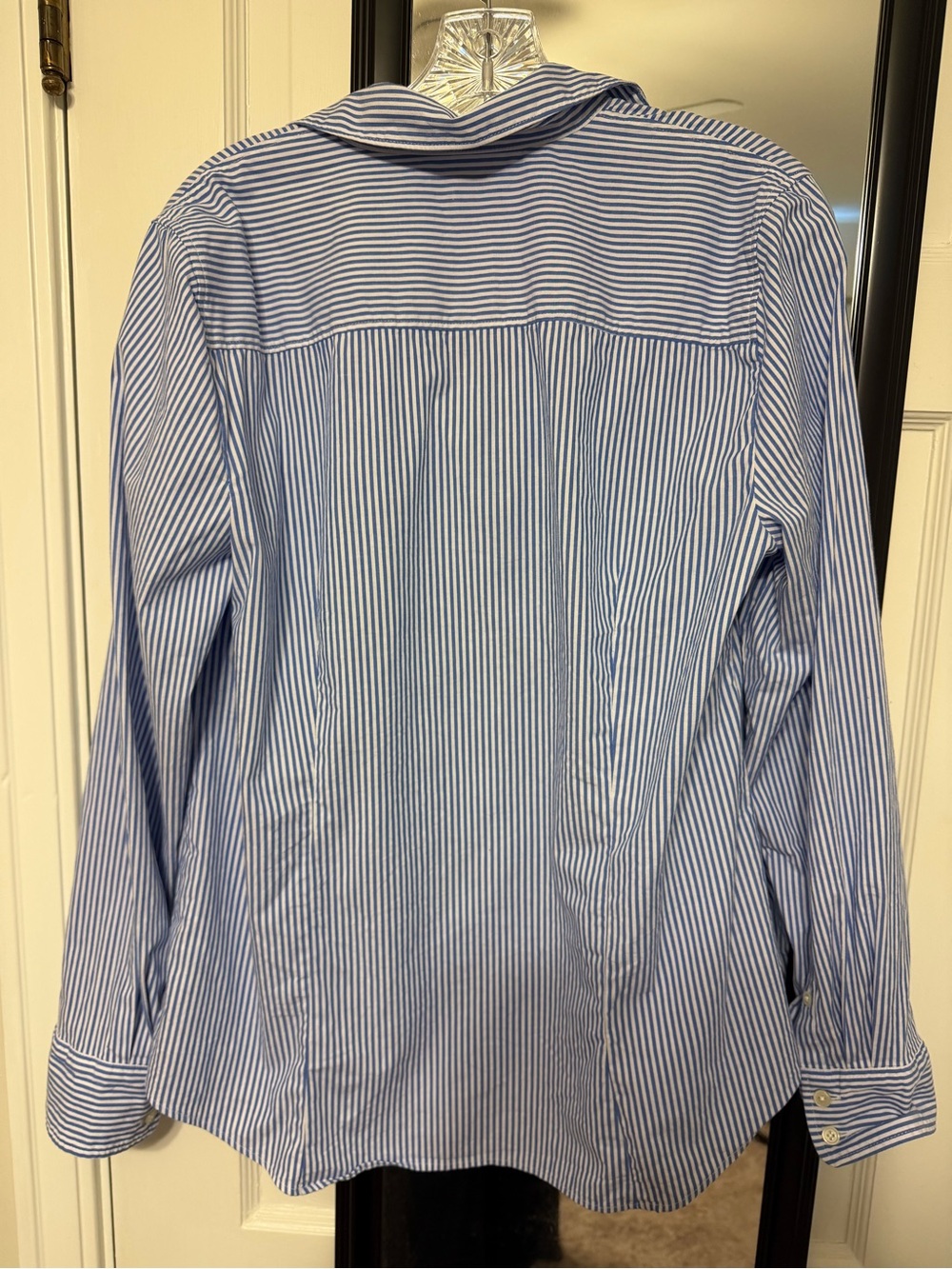 J. Crew Blue & White Striped Button-Down Shirt with Navy Bow Accents - Picture 3 of 3